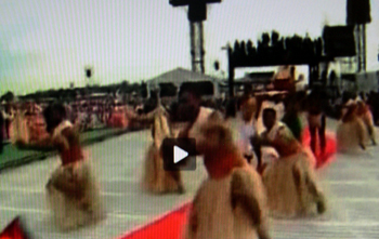 Fuji dancers perform for the Gospel procession