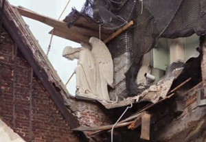 An angel weeps over the destruction of the Church