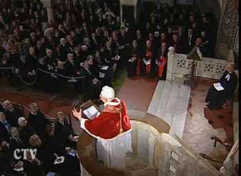 Benedict XVI preaching at the Lutheran temple in Rome