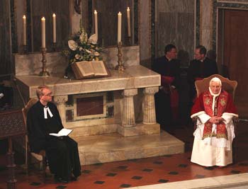 Benedict XVI and Minister Kruse in the Lutheran Temple, Rome