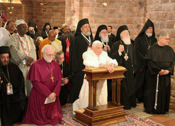 Benedict praying alongside heretics and schismatics