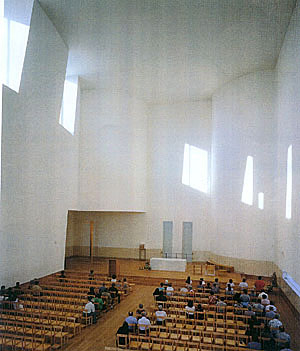 The plain interior of the Santa Maria church, Portugal