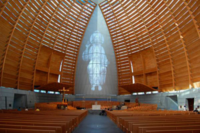 A cold empty interior of the Christ of Light cathedral