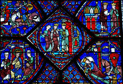 The stained glass Charlemagne window in Chartres