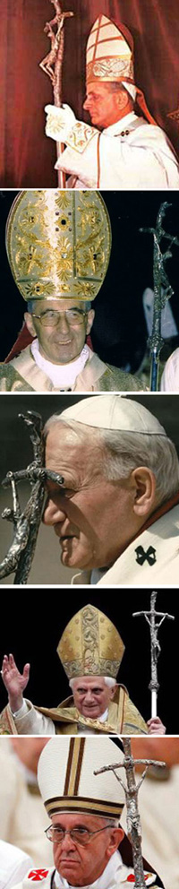 Different Popes with the cross of Paul VI