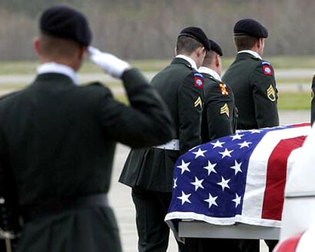 An American soldier is buried with honors