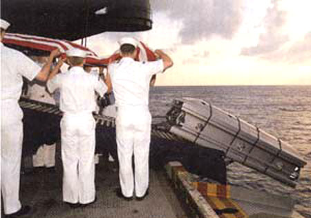 Burial at sea for a heroic American sailor