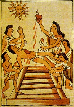 The Aztecs offer atrocious human sacrifices