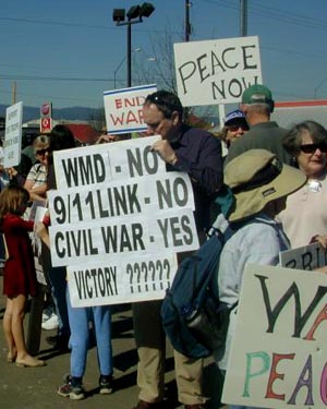 Protesters criticize the aspects of the war