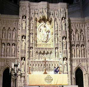 The table altar is placed in front of the traditional altar