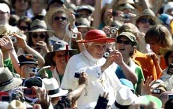 Benedict amidst a crowd of Altar girls'