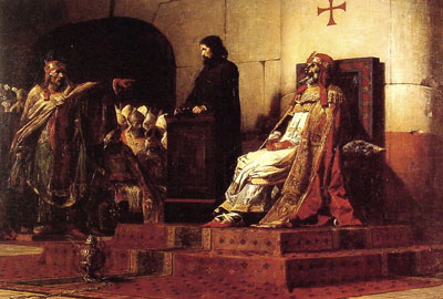 Stephen VI judges and deposes the cadaver of Pope Honorius