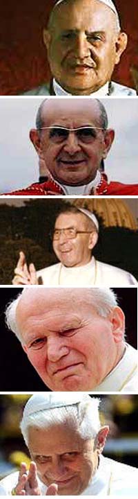 Five progressivist Vatican II Popes