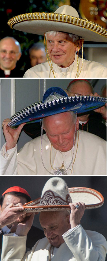 Popes wearing sombreros