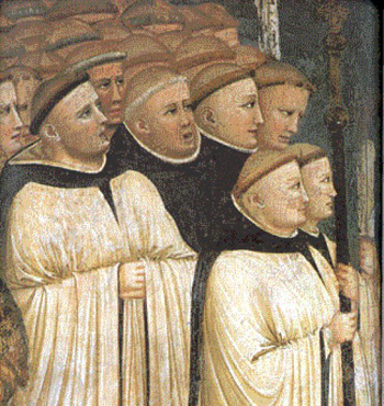 renaissance painting depicting a monks schola singing