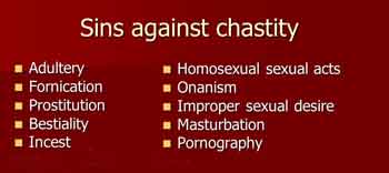 A list of sins against chastity