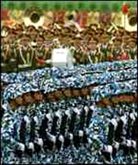 soldiers marching during a Chinese military parade