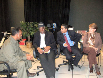 A talk between Jesse Jackson, Danny Glover, Chicago consul Martin Sanchez, and Leonor Osorio