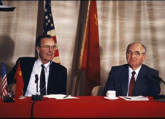 Bush senior and Gorbachev at the Malta Summit