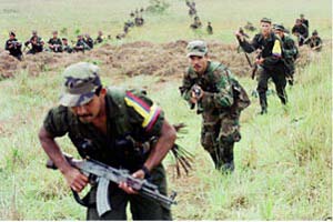 The FARC army during a war exercise