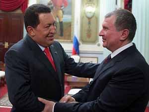 Igor Sechin wishes happy birthday to Hugo Chavez