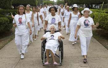 The Ladies in White demanding freedom for political prisoners in Cuba