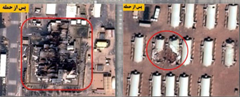 hangars and barracks hit by Iranian missiles