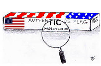 A united states flag made in China
