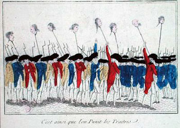 French revolutionaries carrying heads on pikes