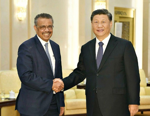 Xi Jinping with WHO director