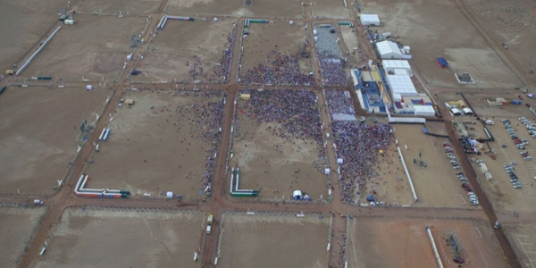 Aerial photograph of the under-attended papal Mass at Iquique, 2018