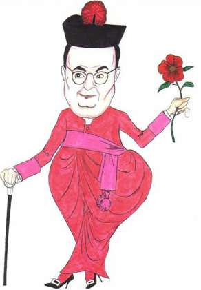 A cartoon of Msgr. Macarrone depicting his Homosexuality