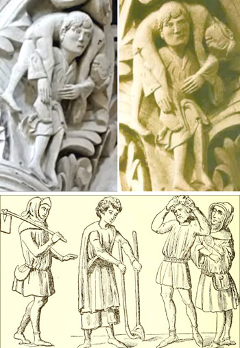 carved and drawn Medieval peasants