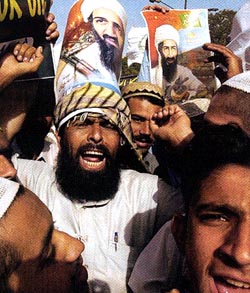demonstrators support bin Laden