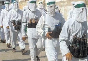 Palestinian Hamas wear dynamite to show their terrorist intentions