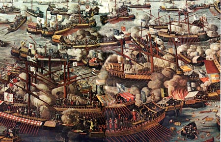 Painting of the battle of Lepanto