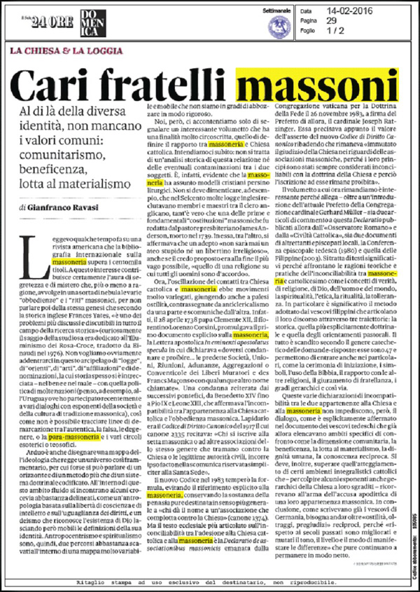 Ravasi letter to Masons