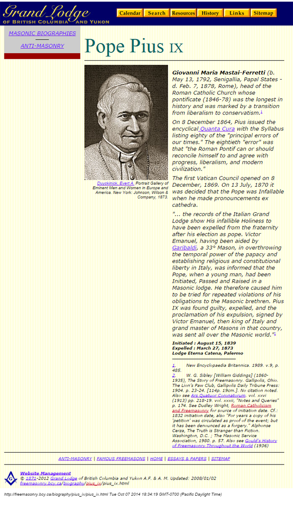 Pius IX Fremason -1