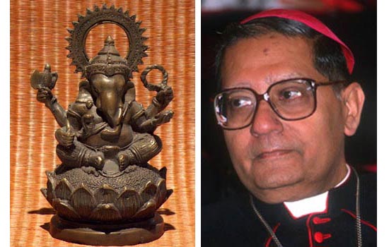 Cardinal Ivan Dias and a statue of Ganesha