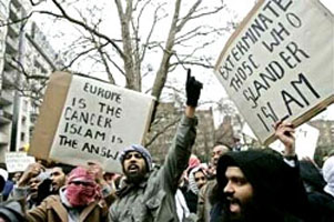 Angry muslim demonstrators