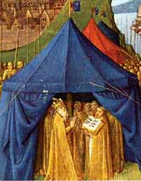 Charlemagne praying in his tent
