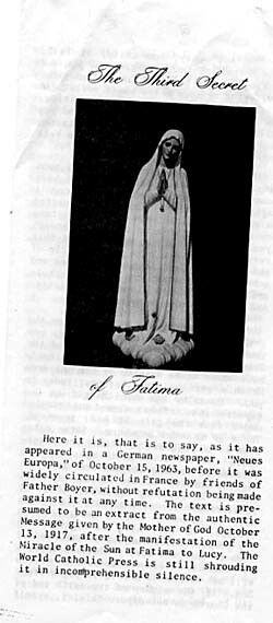 a third secret of Fatima from the 70's and 80's