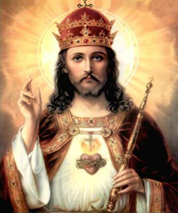 an image of Christ the King with the Sacred Heart and a crown and scepter