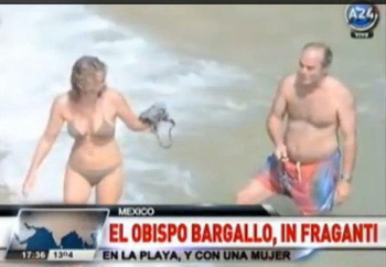 Bishop Bargallo on vacation with a bikini clad woman