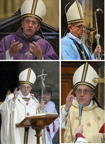 pictures showing Bergoglio never changed his hat