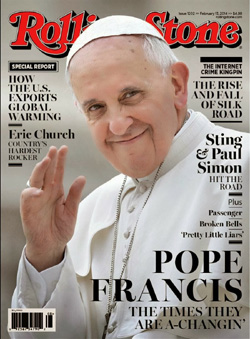 Pope Francis featured on the cover of Rolling Stone magazine