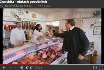 images showing the visit of Fr. Under to the Conchita Wurst buther 