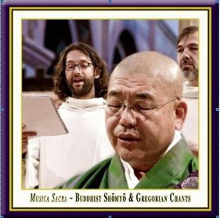 a picture of a buddhist singing with a Gregorian choir