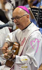 Bishop plays guitar