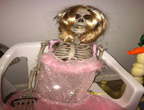 a skeleton in a dress